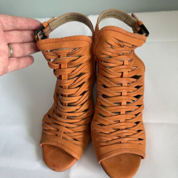 Sam Edelman Womens Holly Slingback Sandal Block Heel Ginger Real Leather Sz 9 US - Picture 6 of 13